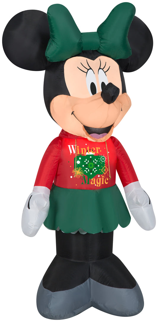 Christmas Inflatable Minnie in Christmas Decor Hoodie Disney, 3.5 ft Tall