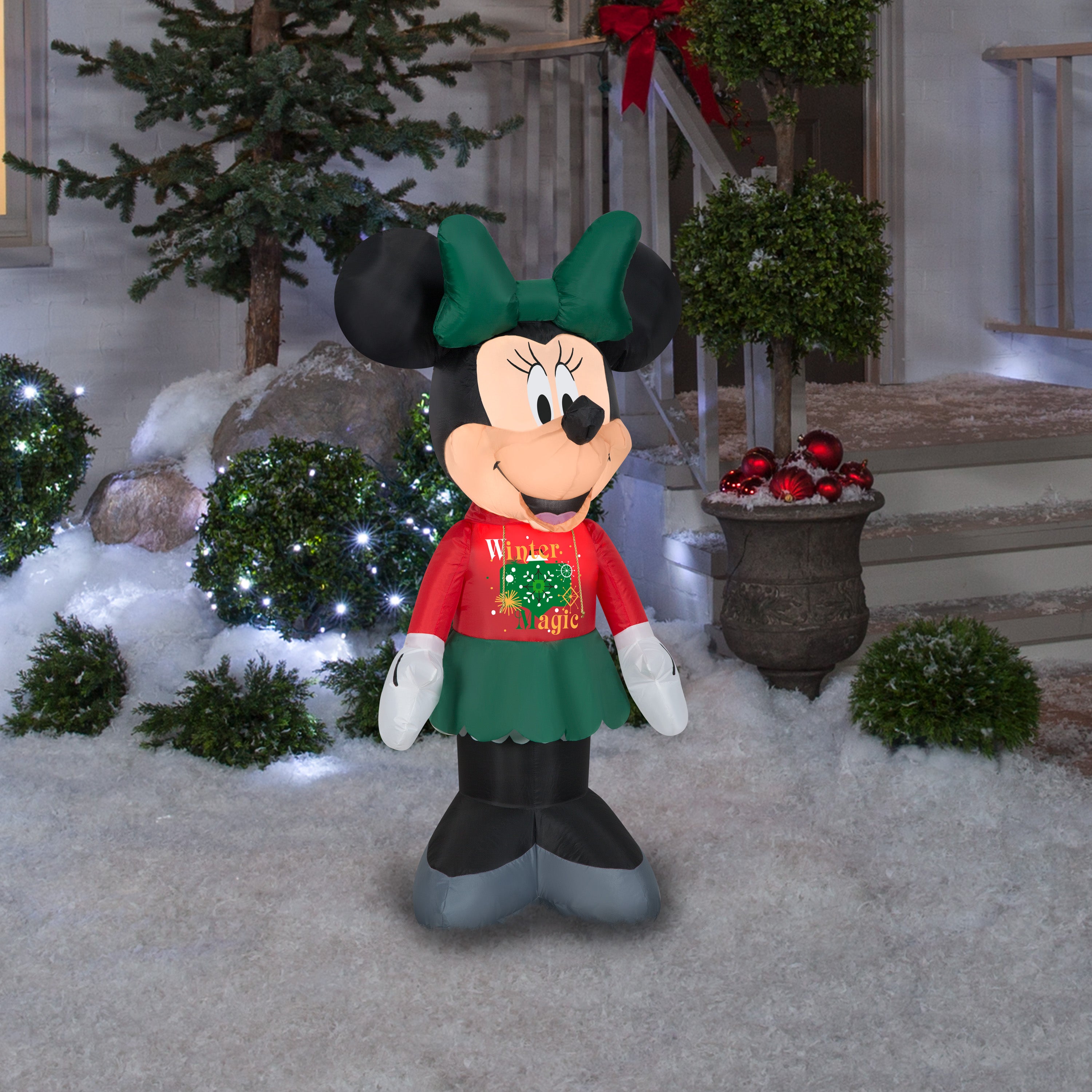 Gemmy Christmas Airblown Inflatable Minnie in Christmas Decor Hoodie Disney, 3.5 ft Tall