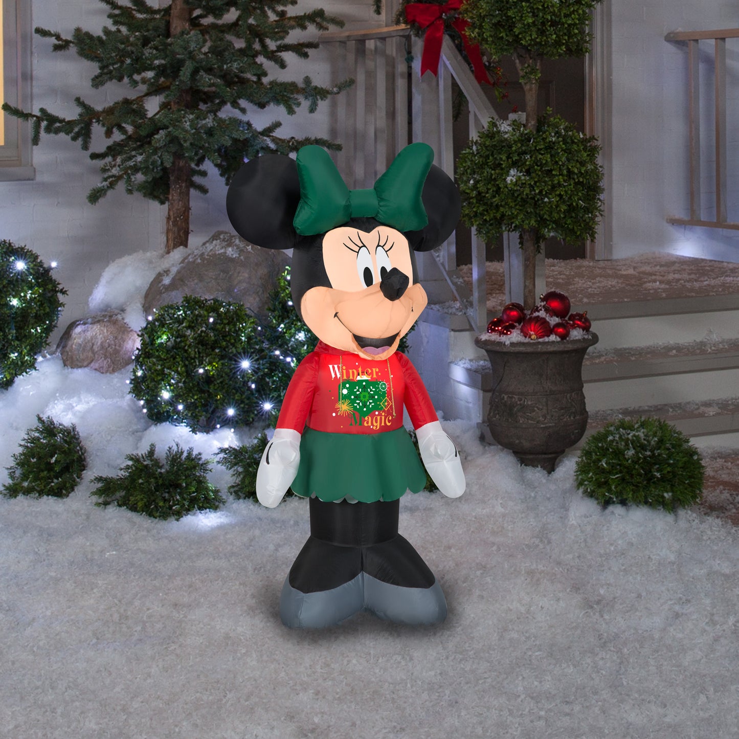 Christmas Inflatable Minnie in Christmas Decor Hoodie Disney, 3.5 ft Tall lifestyle
