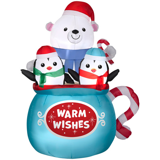 Christmas Inflatable Hot Cocoa Mug Scene, 6.5 ft Tall