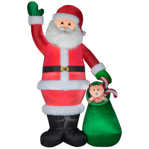 Gemmy Christmas Airblown Inflatable Mixed Media Santa w/Toy bag, 9 ft Tall, Multi