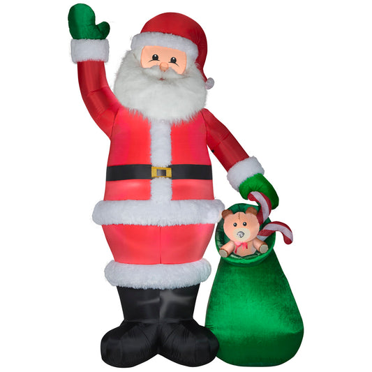 Christmas Inflatable Mixed Media Santa w/Toy bag, 9 ft Tall