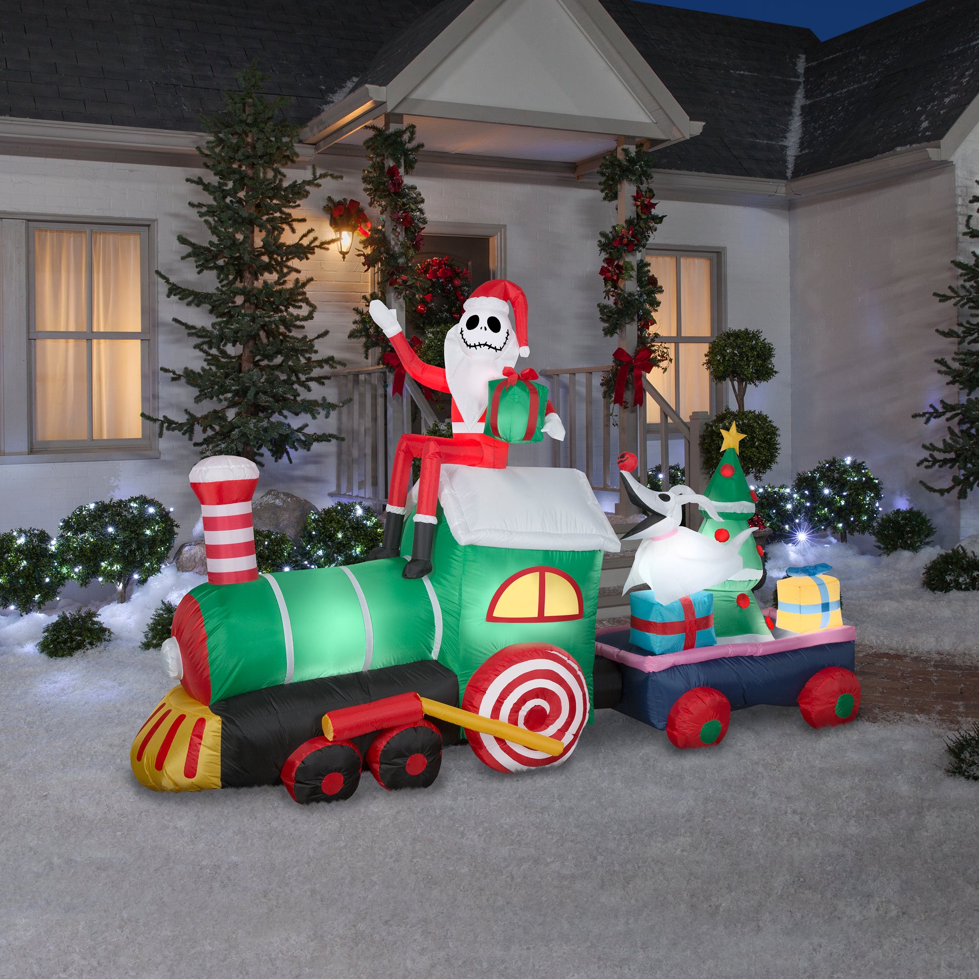 6-Ft Giant Jack Skellington Train Scene Christmas Inflatable lifestyle
