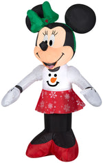 Load image into Gallery viewer, Gemmy Airblown Inflatable Inflatable Minnie Mouse in Snowman Sweater and Snowflake Skirt, 3.5 ft Tall
