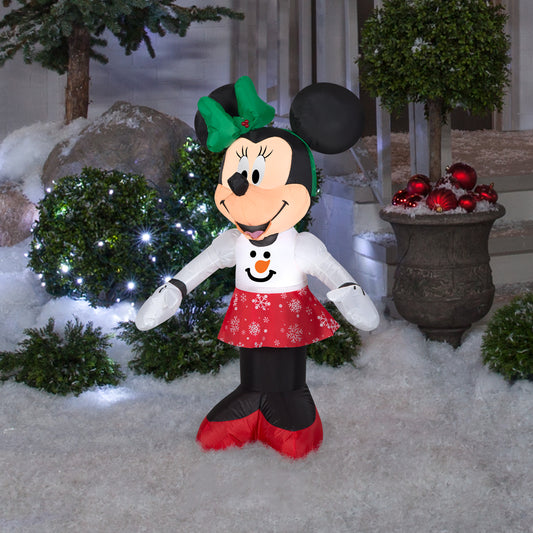 Inflatable Inflatable Minnie Mouse in Snowman Sweater and Snowflake Skirt, 3.5 ft Tall lifestyle