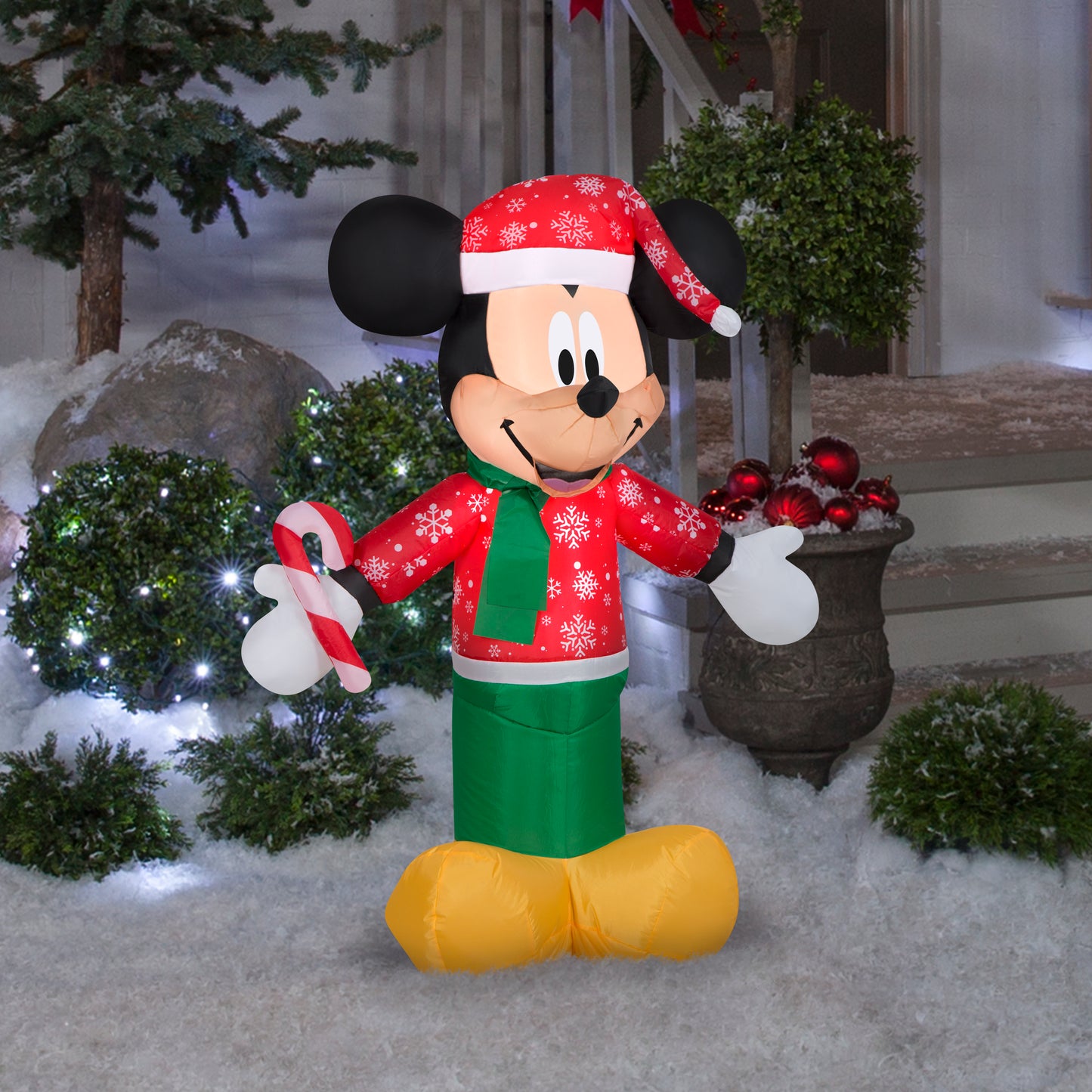 Inflatable Mickey Mouse in Snowflake Sweater and Stocking Cap, 3.5 ft Tall lifestyle