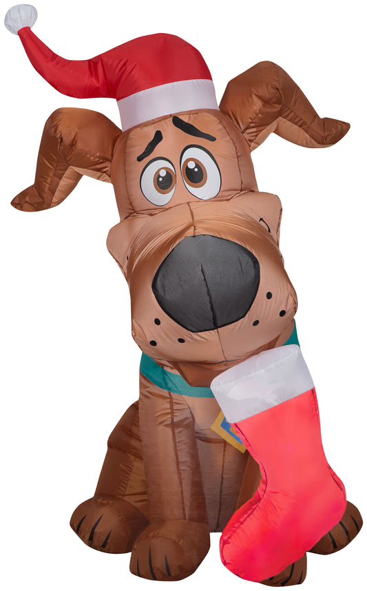 Christmas Inflatable Inflatable SCOOB with a Christmas Stocking, 4.5 ft Tall, brown