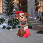 Load image into Gallery viewer, Gemmy Christmas Airblown Inflatable Inflatable SCOOB with a Christmas Stocking, 4.5 ft Tall, brown
