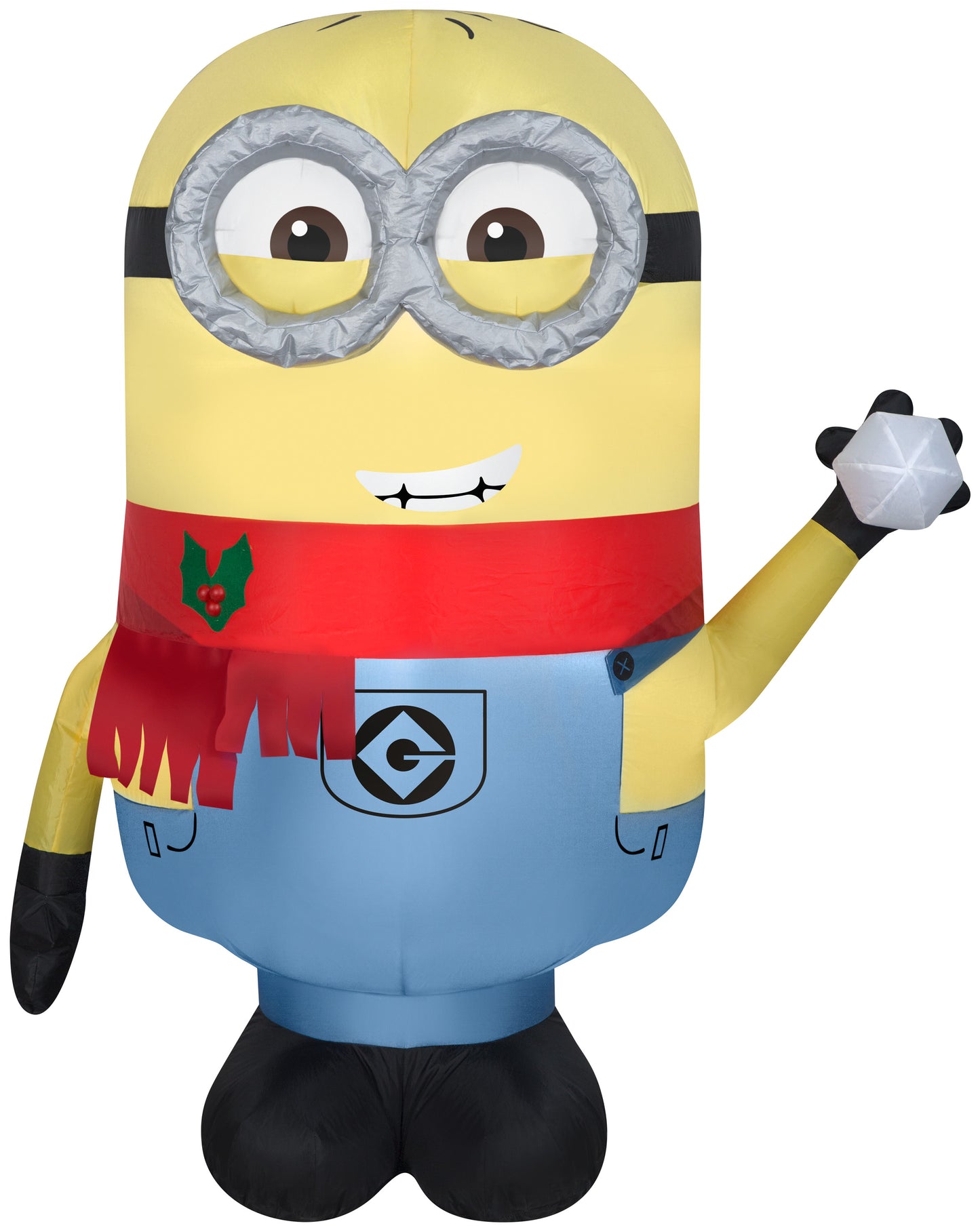 Christmas Inflatable Inflatable Minion Phil with Snowball, 4 ft Tall, yellow