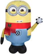 Load image into Gallery viewer, Gemmy Christmas Airblown Inflatable Inflatable Minion Phil with Snowball, 4 ft Tall, yellow
