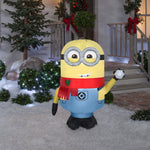 Load image into Gallery viewer, Gemmy Christmas Airblown Inflatable Inflatable Minion Phil with Snowball, 4 ft Tall, yellow

