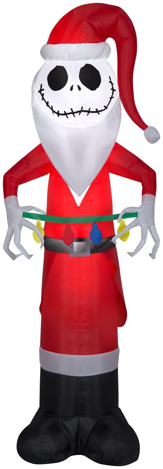 Inflatable Inflatable Jack Skellington in Santa Suit with Light String, 5.5 ft Tall