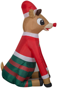 Gemmy Christmas Airblown Inflatable Inflatable Rudolph the Red Nosed Reindeer in Christmas PJs