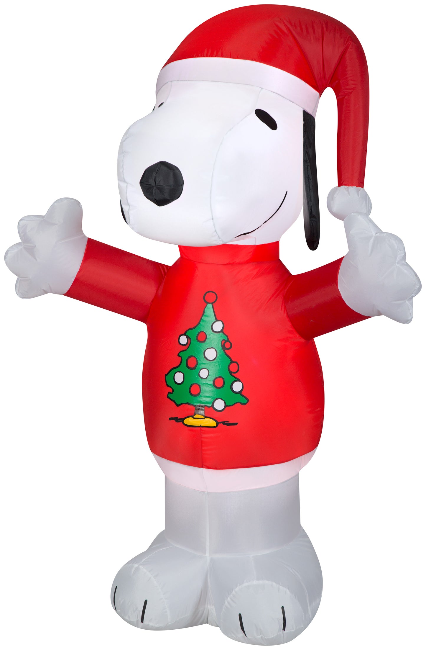 Christmas Inflatable Inflatable Snoopy with Christmas Tree Sweater, 5 ft Tall, white
