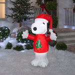 Load image into Gallery viewer, Gemmy Christmas Airblown Inflatable Inflatable Snoopy with Christmas Tree Sweater, 5 ft Tall, white
