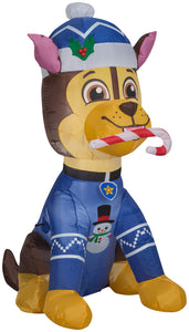 Gemmy Christmas Airblown Inflatable Inflatable Chase in Snowman Sweater, 4.5 ft Tall, blue