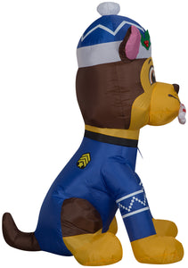 Gemmy Christmas Airblown Inflatable Inflatable Chase in Snowman Sweater, 4.5 ft Tall, blue