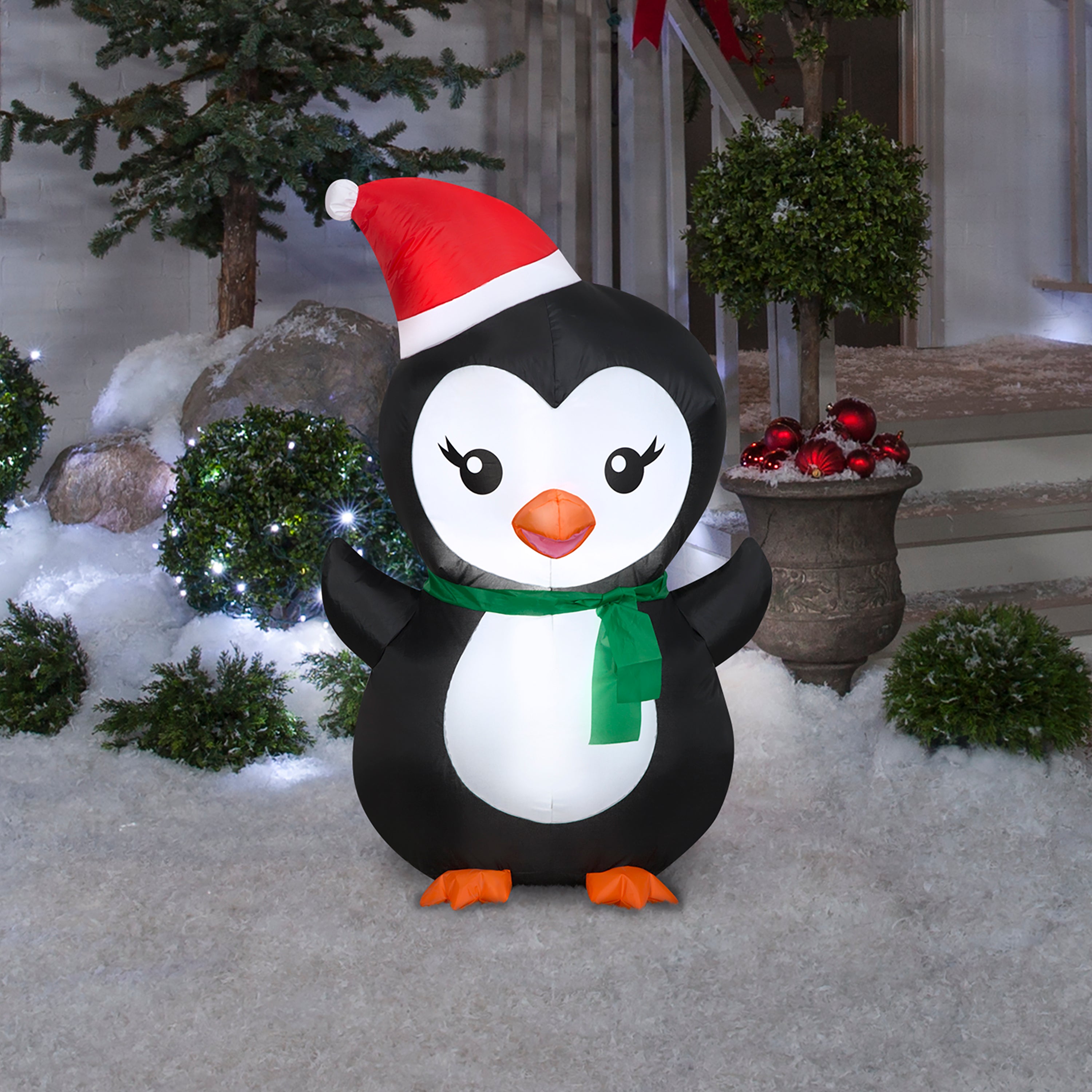 Gemmy Christmas Inflatable Penguin, 3.5 ft Tall, Multi