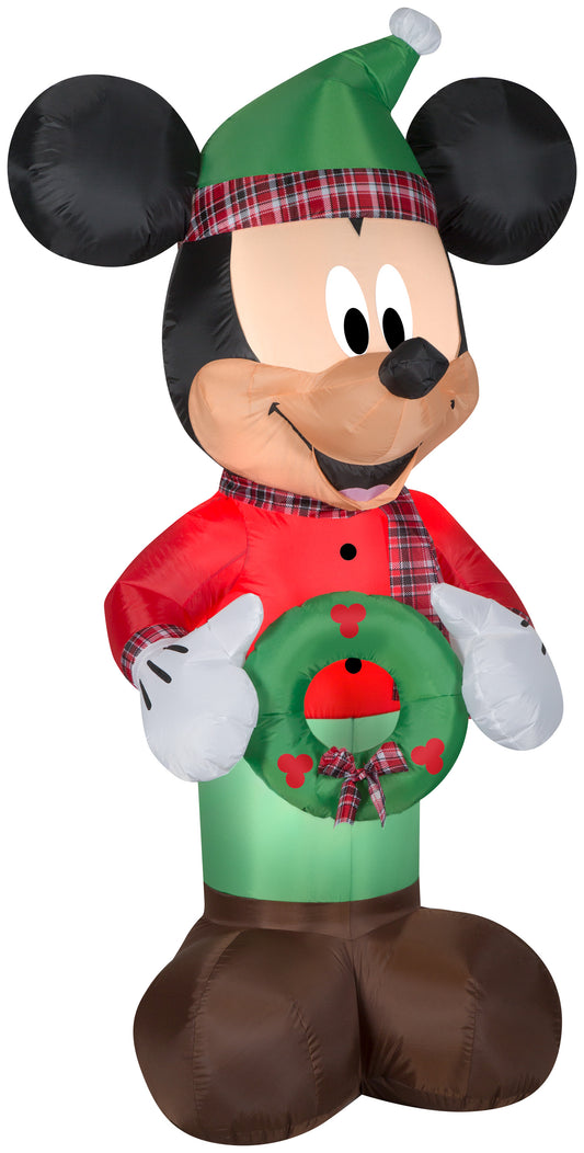 Christmas Inflatable Inflatable Mickey Mouse with Plaid Accents, 6 ft Tall, green