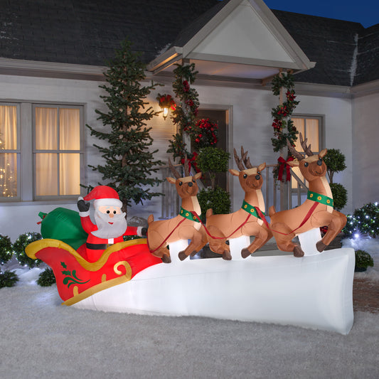 Christmas Inflatable Inflatable Santa's Flying Sleigh, 5.5 ft Tall, white lifestyle