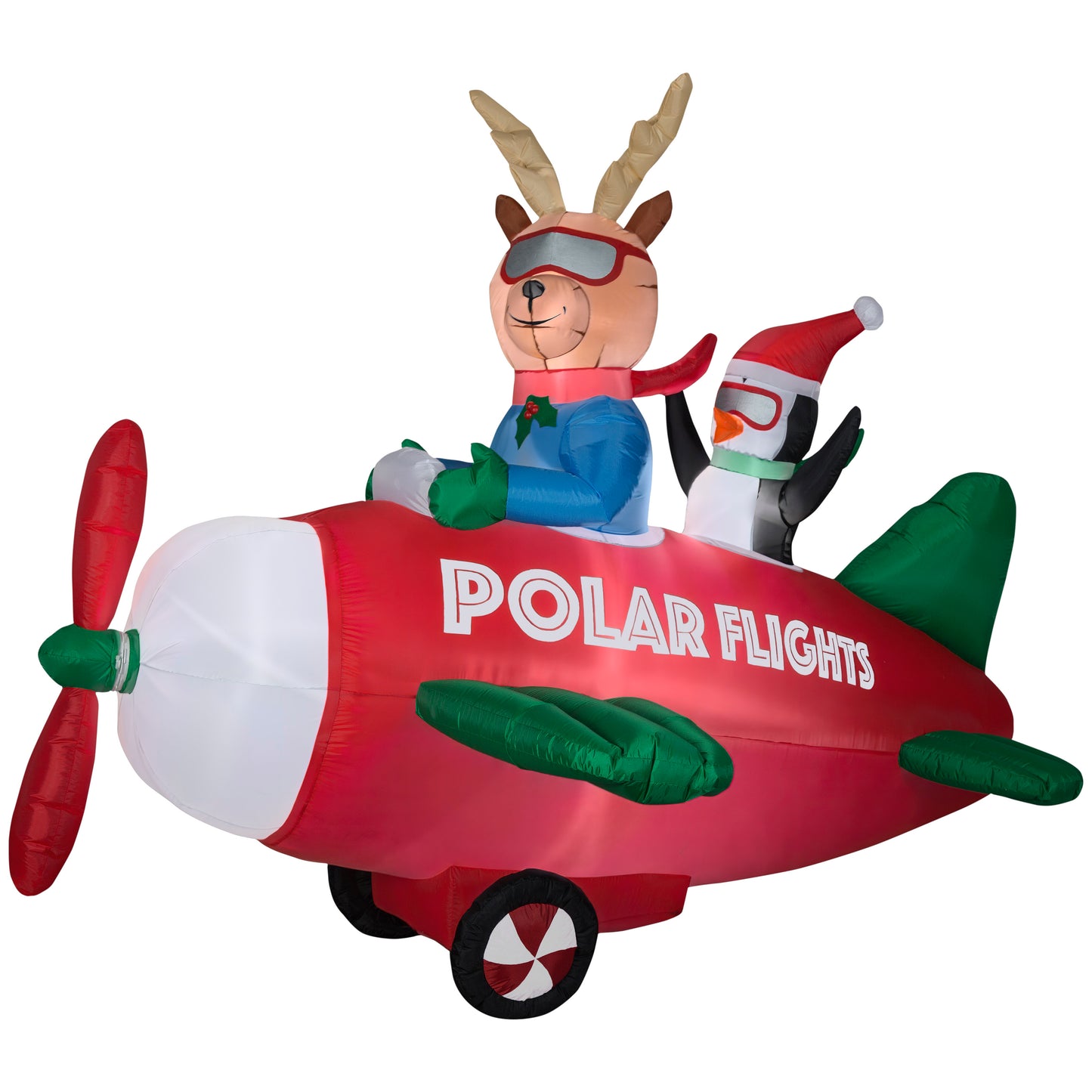 Animated Christmas Inflatable Reindeer in Airplane, 6 ft Tall