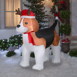 Gemmy Christmas Airblown Inflatable Inflatable Christmas Beagle, 5.5 ft Tall, white