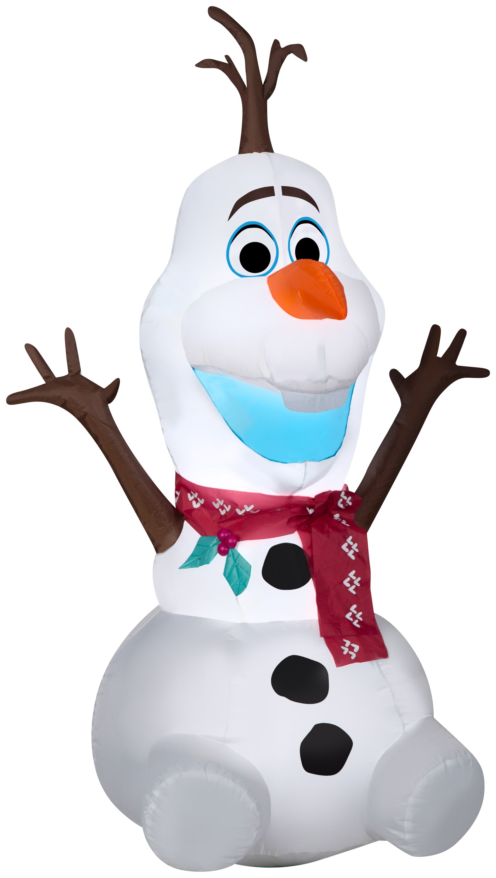 Gemmy Christmas Airblown Inflatable Inflatable Olaf with Red Scarf, 4 ft Tall, white