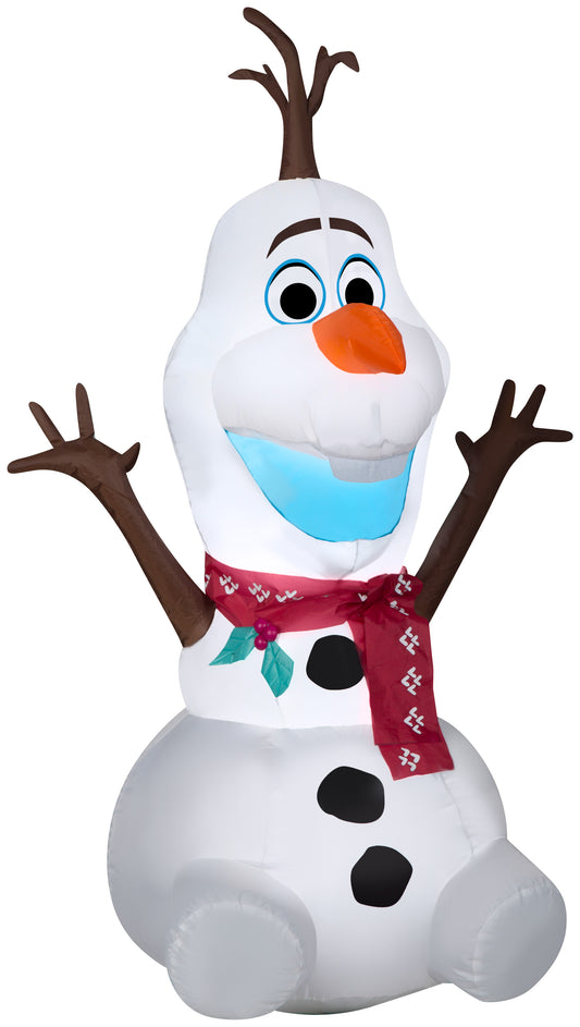 Christmas Inflatable Inflatable Olaf with Red Scarf, 4 ft Tall, white