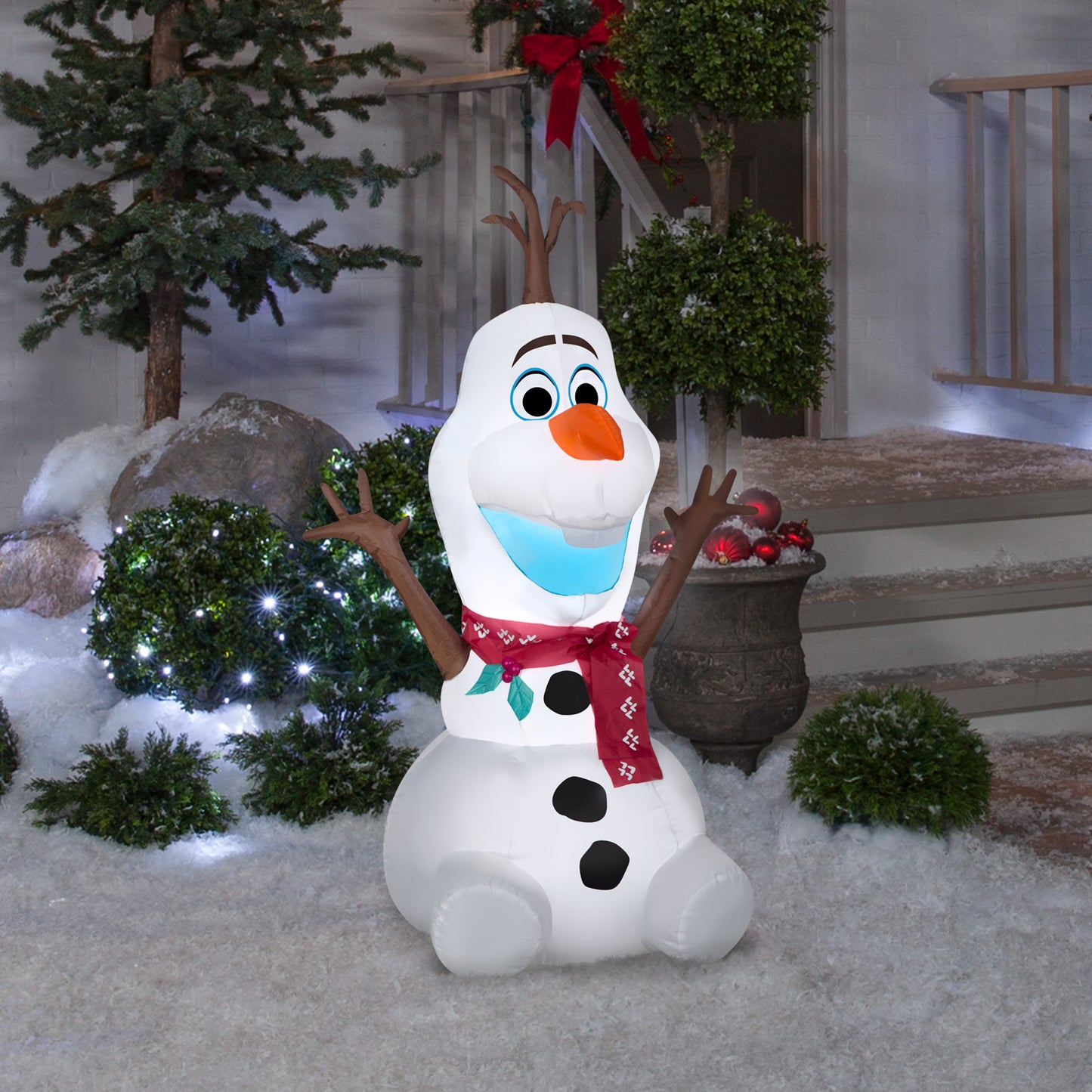 Christmas Inflatable Inflatable Olaf with Red Scarf, 4 ft Tall, white lifestyle