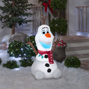 Gemmy Christmas Airblown Inflatable Inflatable Olaf with Red Scarf, 4 ft Tall, white