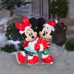 Load image into Gallery viewer, Gemmy Disney Mickey and Minnie Skating Scene Tinsel Yard Sculpture, 30-Inch, Pre-Lit LED Christmas Decor

