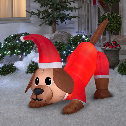 4.5' Animated Puppy with Wagging Tail Christmas Inflatable lifestyle