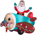 Load image into Gallery viewer, Gemmy Animated Christmas Airblown Inflatable Gingerbread Airplane, 5 ft Tall, Multicolored

