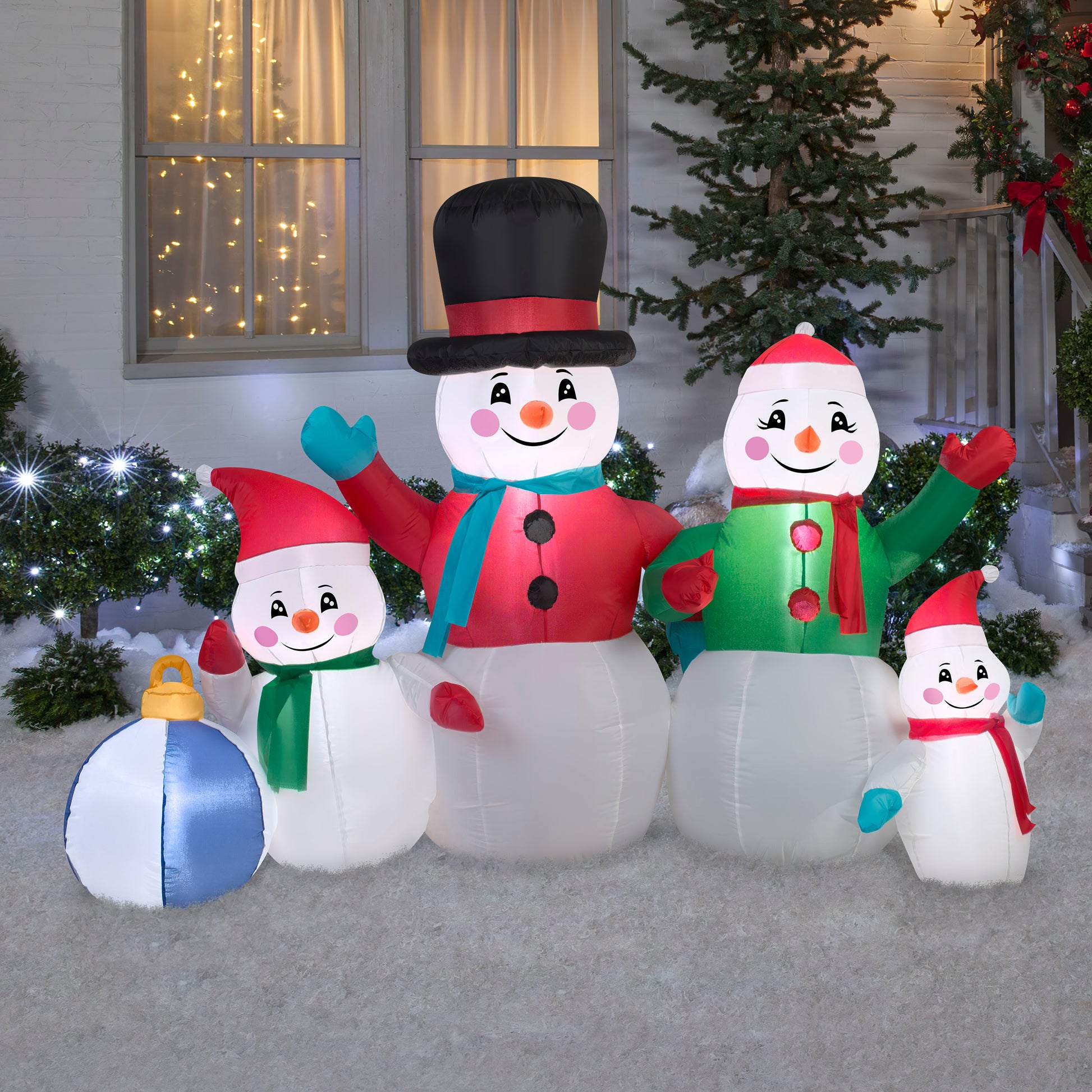 6.5' Wide Snowman Family Collection Christmas Inflatable lifestyle
