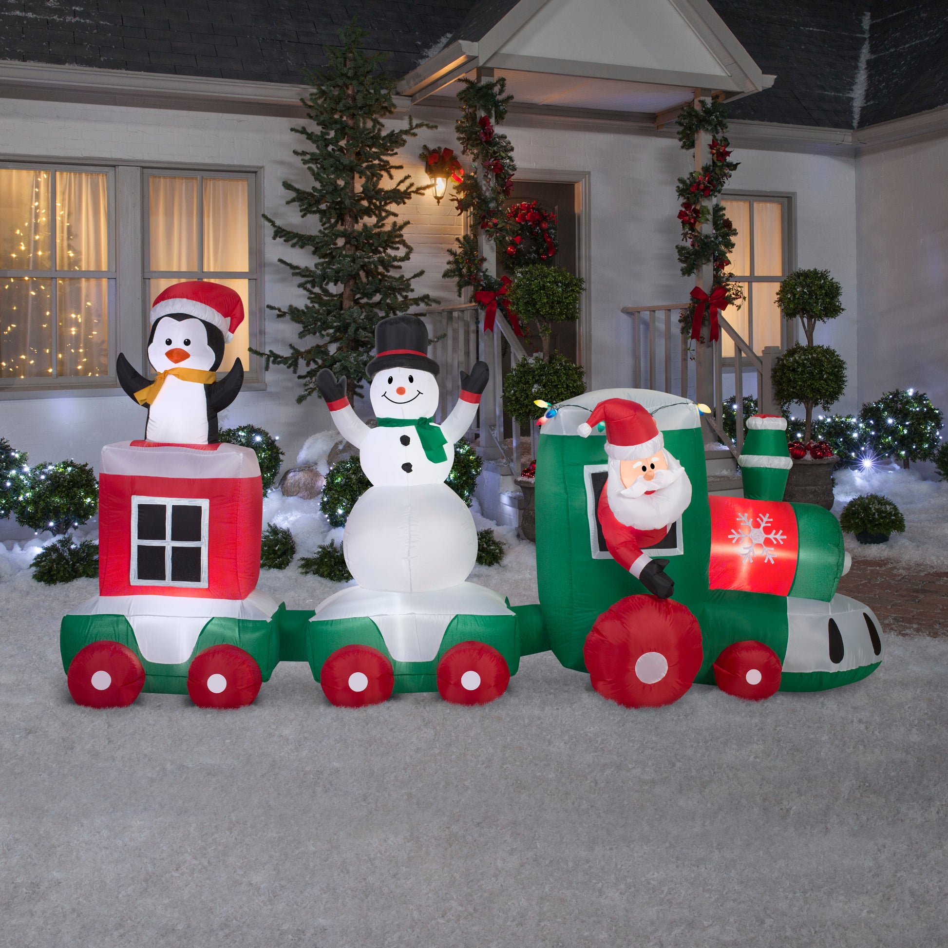11.5' Wide Car Train Scene Christmas Inflatable lifestyle