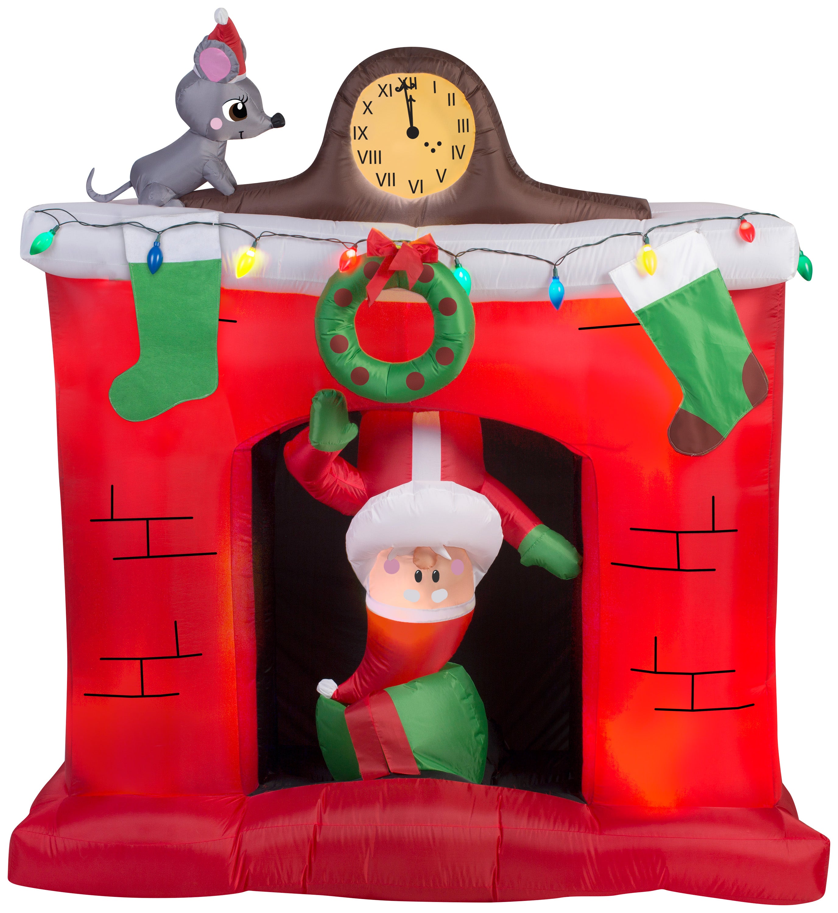 5' Animated Santa in Fireplace Scene - Christmas Inflatable