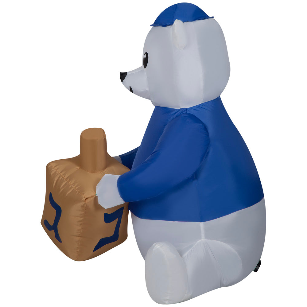 Gemmy Airblown Inflatable Outdoor Hanukkah Dreidel Bear, 3 ft Tall, Multi