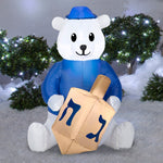 Load image into Gallery viewer, Gemmy Airblown Inflatable Outdoor Hanukkah Dreidel Bear, 3 ft Tall, Multi
