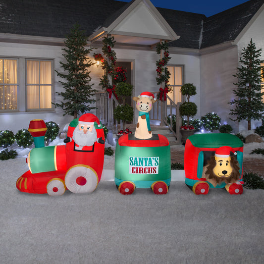 5' Mixed Media Santa in Circus Train Giant Christmas Inflatable lifestyle