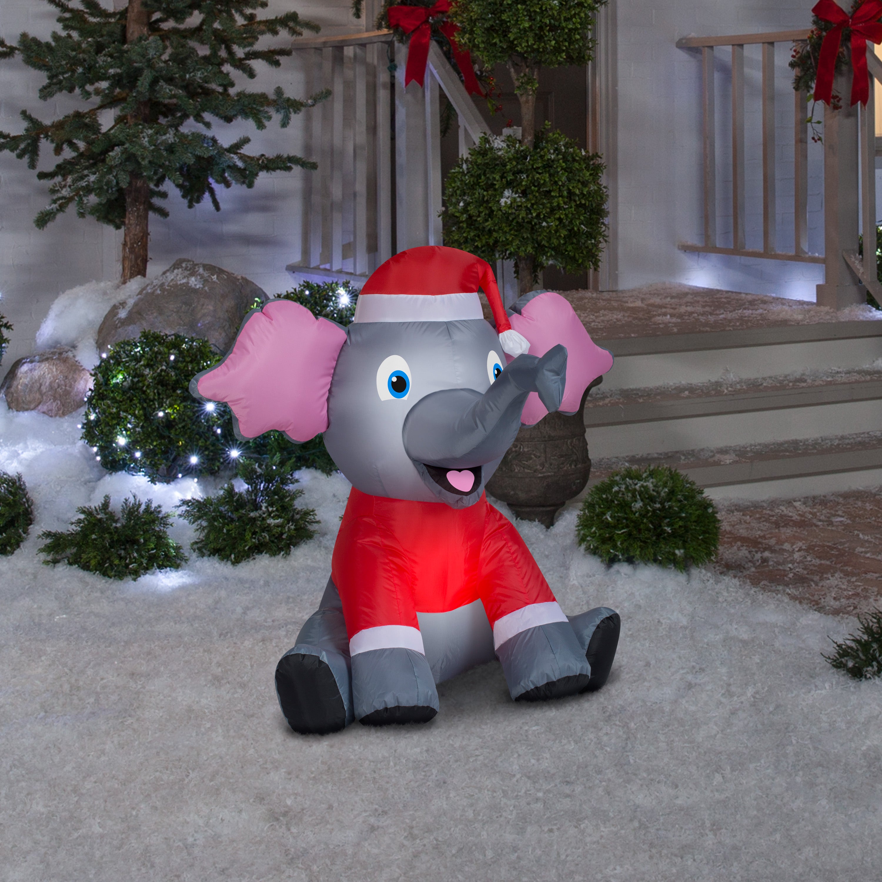 Gemmy Christmas Airblown Inflatable Outdoor Elephant, 3 ft Tall, Multicolored