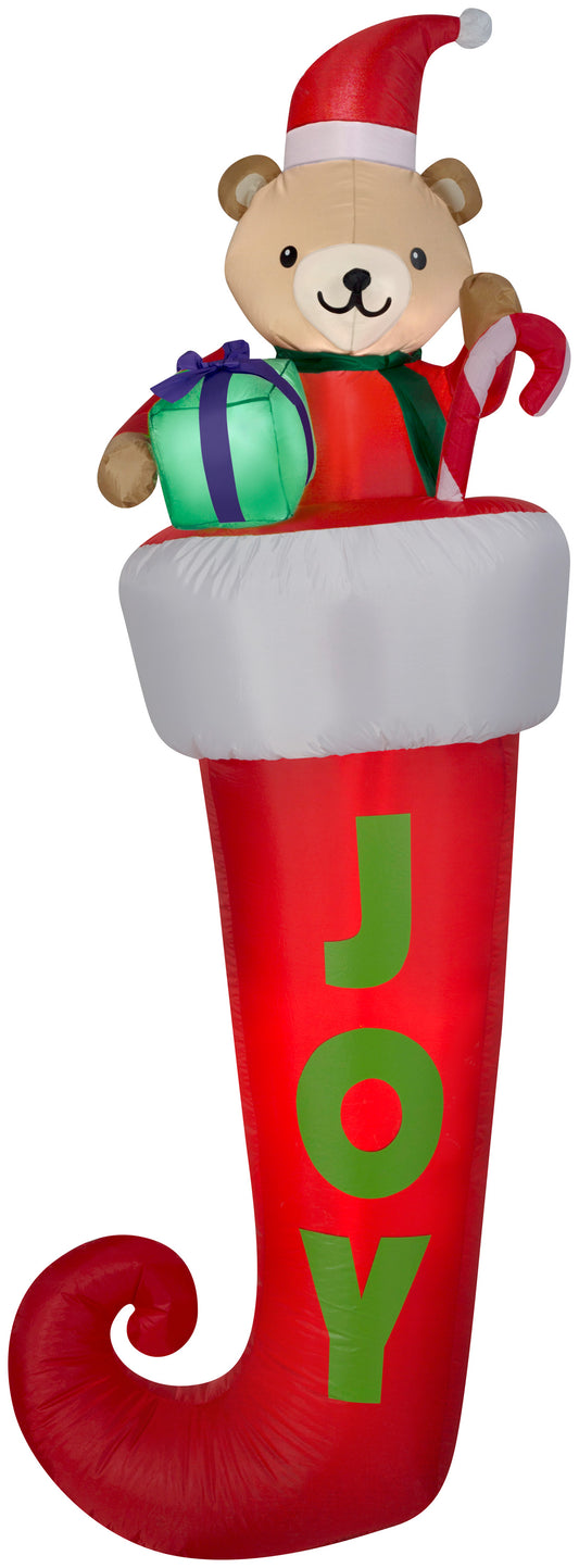 7' Stocking with Teddy Bear Christmas Inflatable