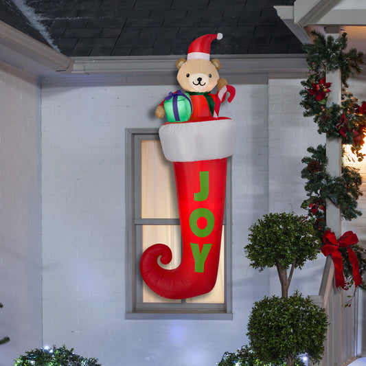 7' Stocking with Teddy Bear Christmas Inflatable lifestyle
