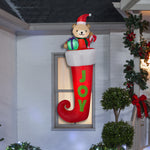 Load image into Gallery viewer, 7&#39; Airblown Stocking with Teddy Bear Christmas Inflatable

