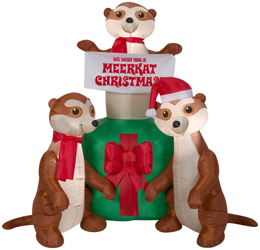 5' Meercats and Christmas Gift Scene Christmas Inflatable