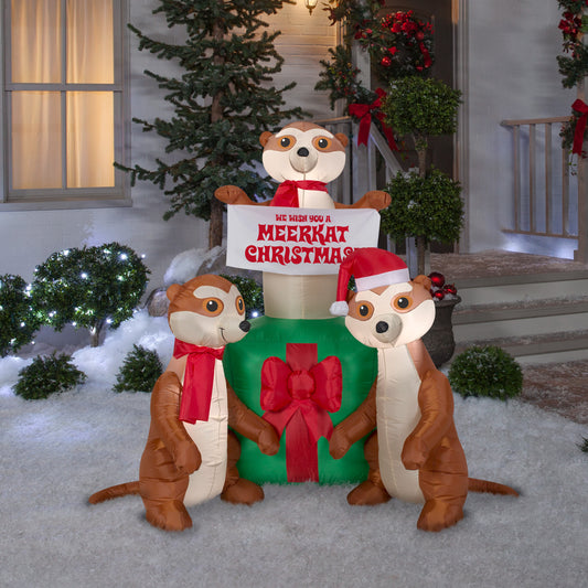 5' Meercats and Christmas Gift Scene Christmas Inflatable lifestyle
