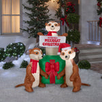 Load image into Gallery viewer, 5&#39; Airblown Meercats and Christmas Gift Scene Christmas Inflatable
