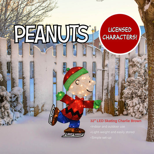 Peanuts 32in Peanuts PreLit LED Yard Art Skating Charlie Brown, Red lifestyle