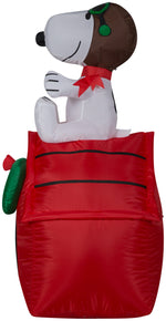 Load image into Gallery viewer, Peanuts Christmas Airblown Inflatable Snoopy on House Peanuts, 3.5 ft Tall, Multicolored
