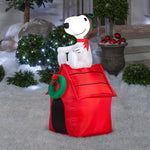 Load image into Gallery viewer, Peanuts Christmas Airblown Inflatable Snoopy on House Peanuts, 3.5 ft Tall, Multicolored
