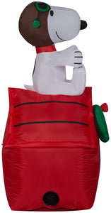 Peanuts Christmas Airblown Inflatable Snoopy on House Peanuts, 3.5 ft Tall, Multicolored